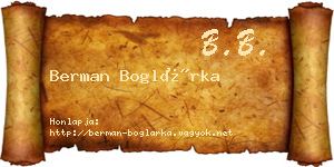 Berman Boglárka névjegykártya
